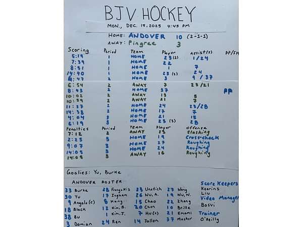 Jv hockey pingree 12 15